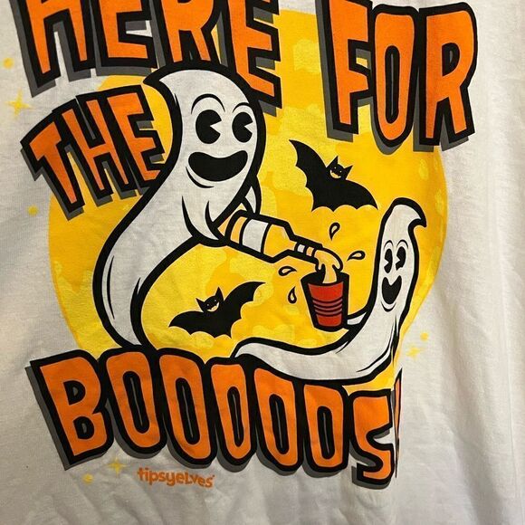 NWOT Tipsy Elves Halloween unisex T-shirt.  Here For the Boooooos!!!!  Size L. - Picture 3 of 9